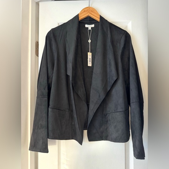 NWT Max Studio Women's Faux Suede Short Drape Jacket Size Large - Picture 1 of 7